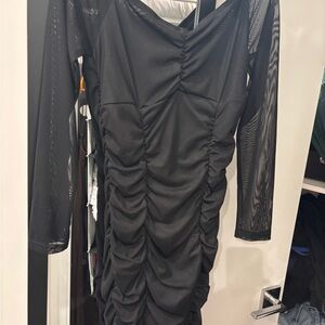 Elegant Black Ruched Dress